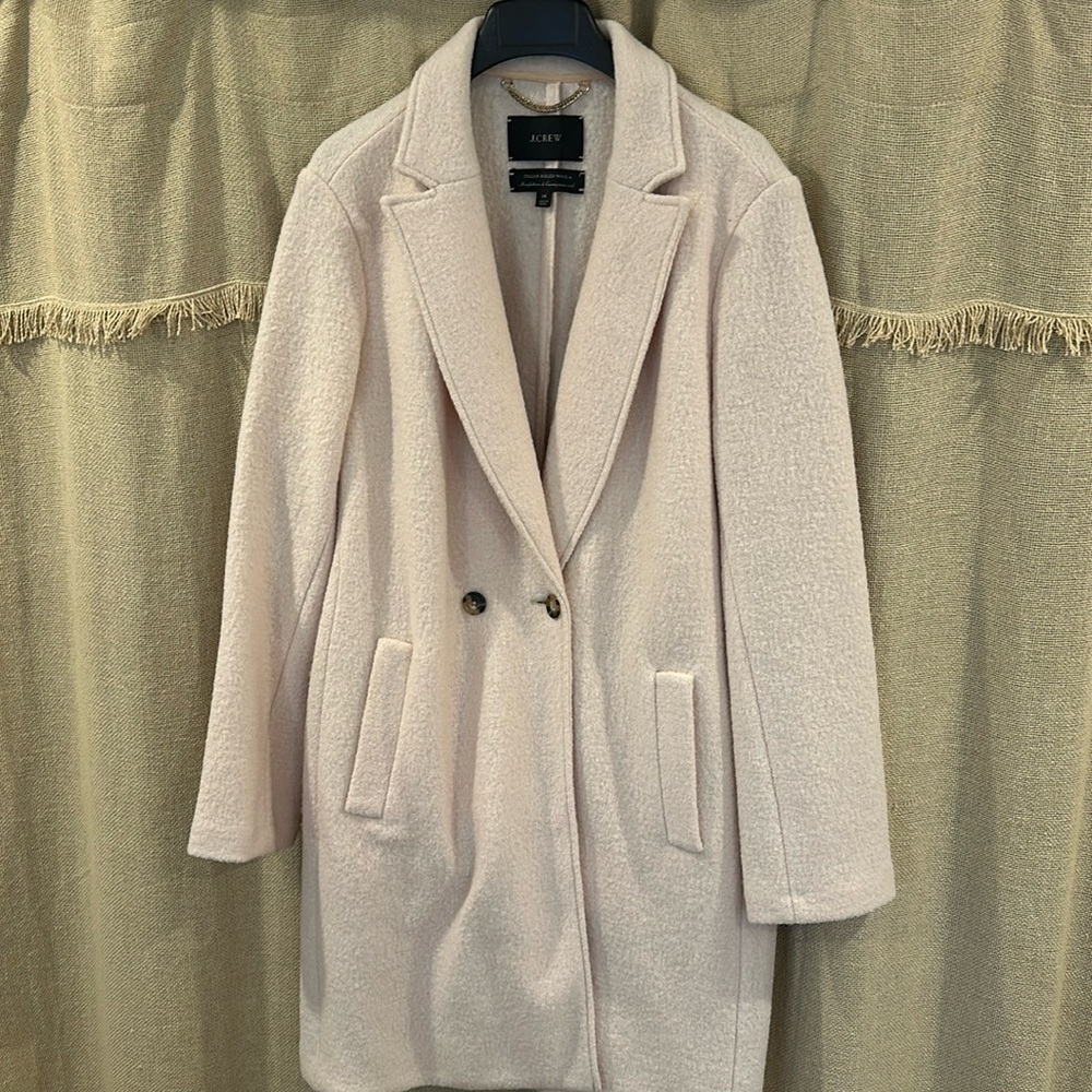 J. Crew Women's Ivory Wool-Blend Notch Lapel Coat